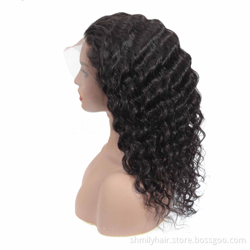 Wholesale Mink Lace Front Wig Vendor Unprocessed Peruvian Hair Virgin Cuticle Aligned Human Hair Frontal 360 Lace Wig Deep Wave